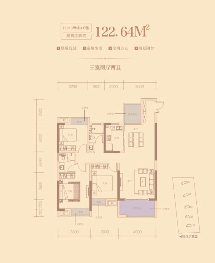 1、2、3号楼A户型