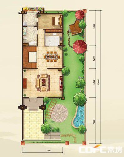天利天鹅湾二期双拼楼二层