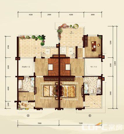 天利天鹅湾二期联排楼四层