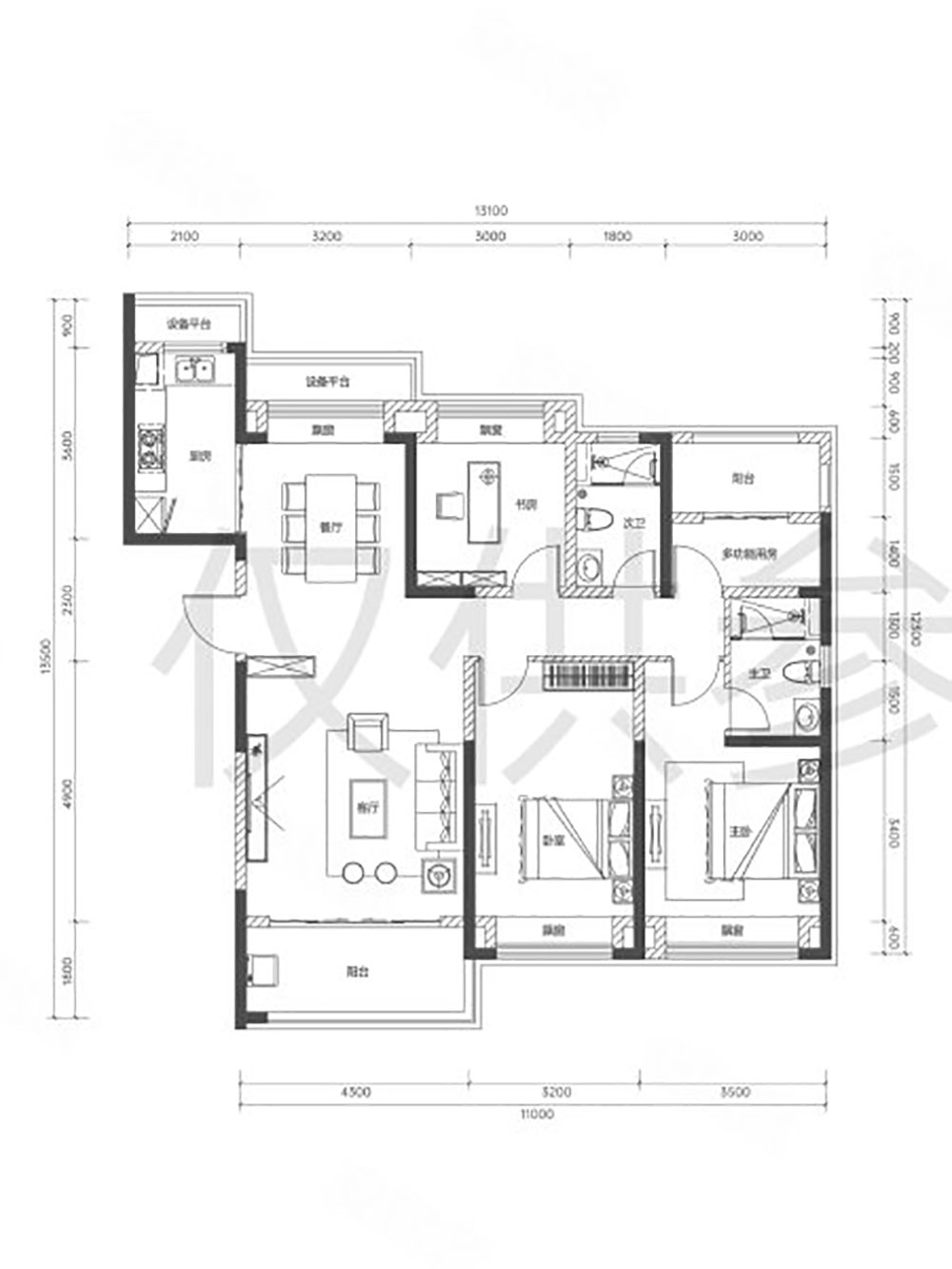 建面约143㎡户型