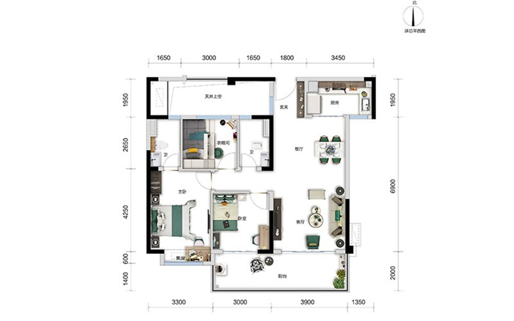 建面约110㎡户型