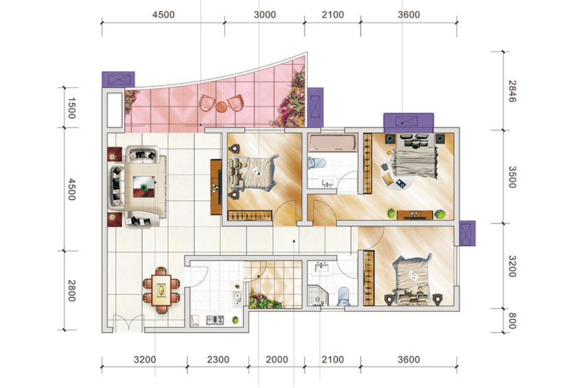 1、2、3、4#123户型
