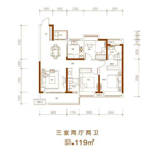 建面约119㎡户型